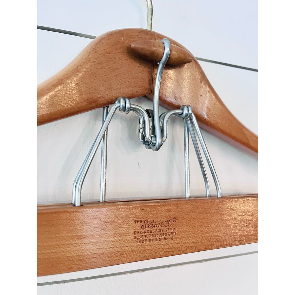 Vintage Setwell Garment Clamp Hanger Wood Hanger